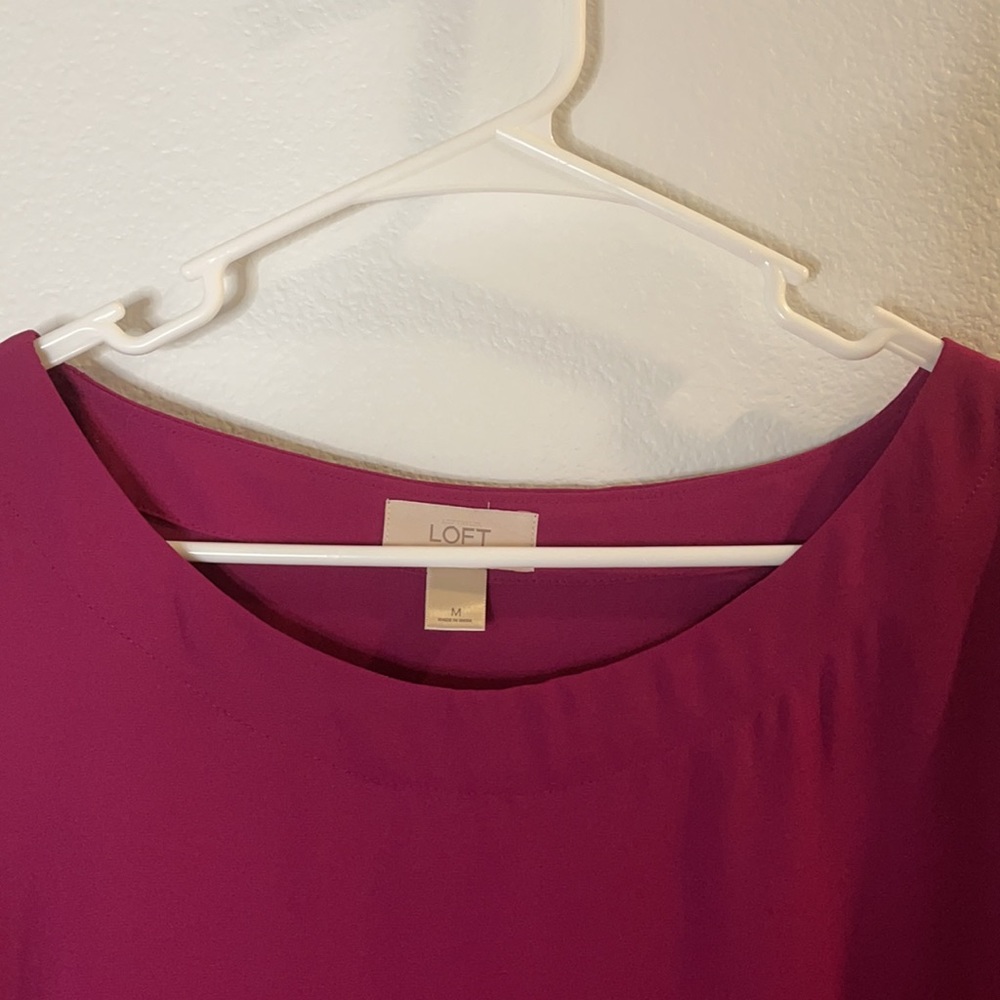 Loft Raspberry Polyester Long Sleeve Top - Picture 2 of 4